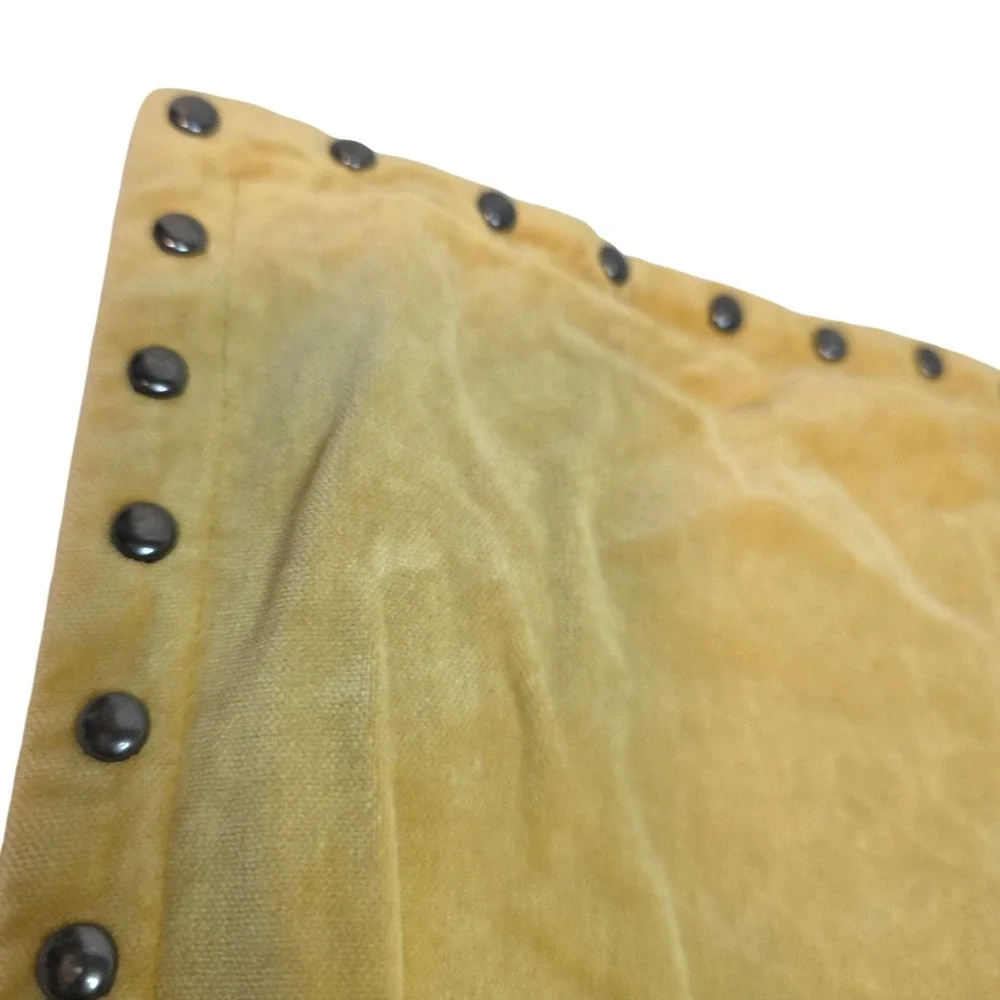 West Elm Mustard Yellow‎ Cotton Velvet Studded 20x20 Square Pillow Cover